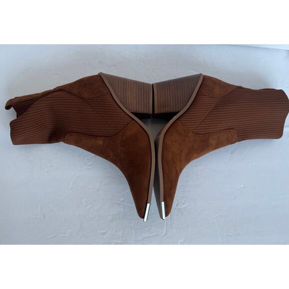 NWOT STEVEN NY Reeve Brown Suede Mid Calf Block Heel Pull On Sock Boots Sz 9.5M - Picture 5 of 10
